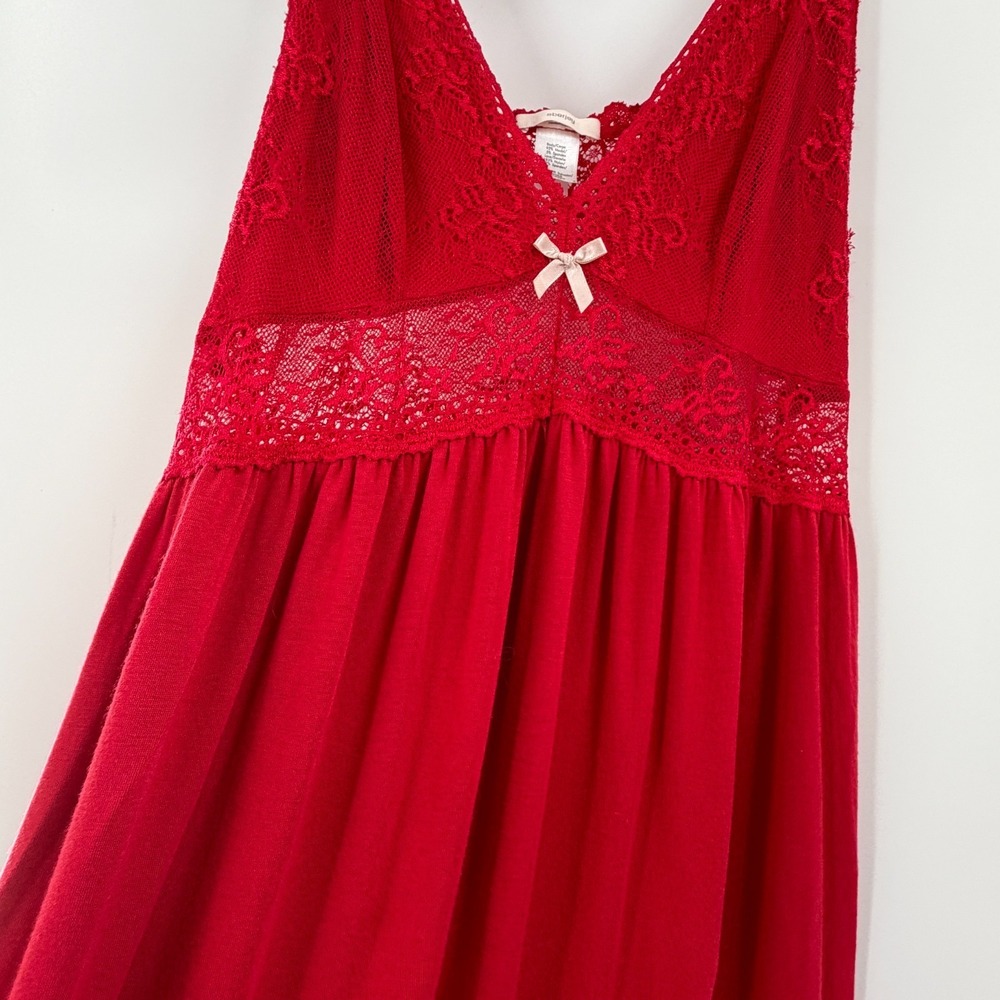 Eberjey Womens Slip Dress Size M Red Lace Modal Babydoll Lingerie Coquette - Picture 5 of 15